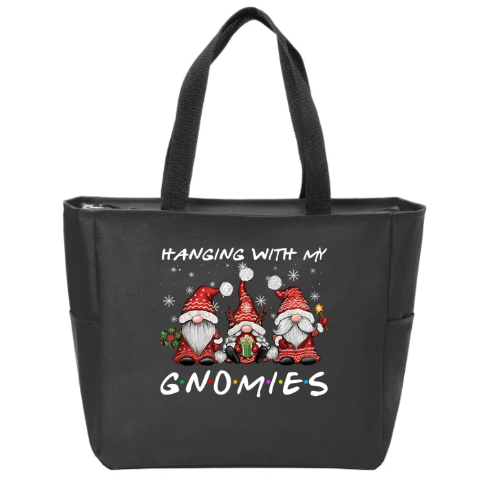 Hanging With Gnomies Christmas Gnomes Xmas Buffalo Plaid Red Zip Tote Bag