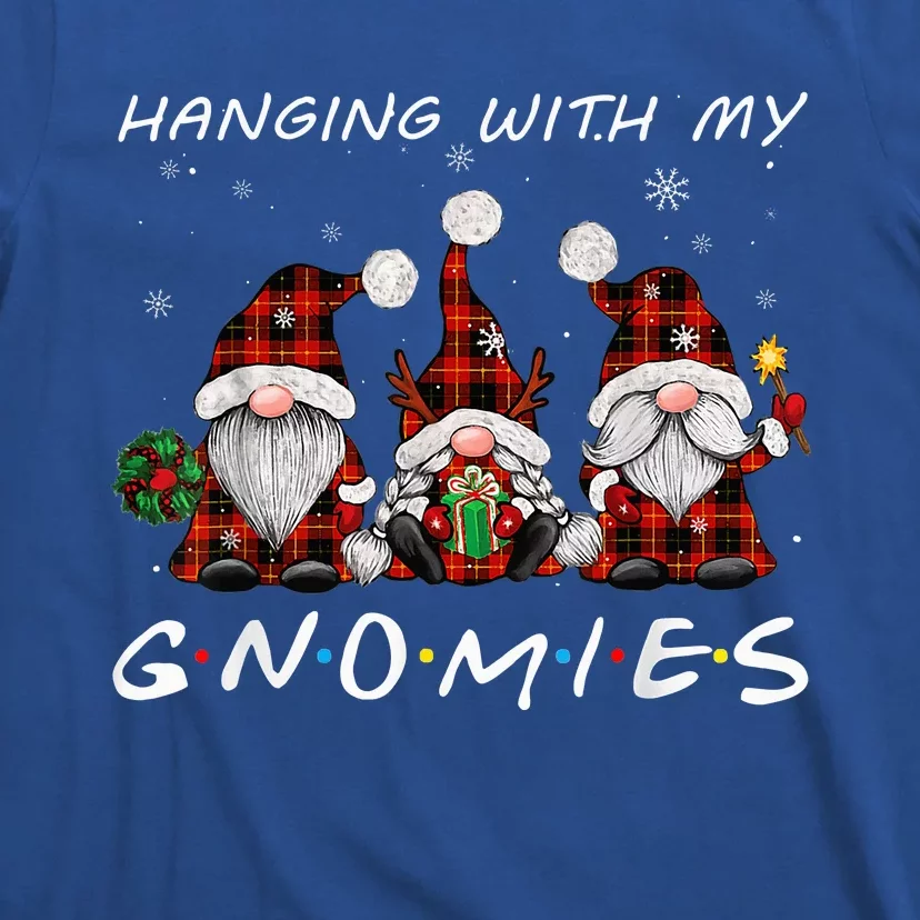 Hanging With Gnomies Gnome Christmas Xmas Buffalo Plaid Red T-Shirt