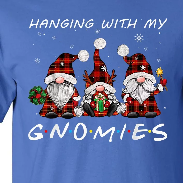 Hanging With Gnomies Gnome Christmas Xmas Buffalo Plaid Red Tall T-Shirt