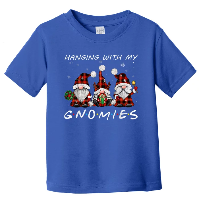 Hanging With Gnomies Gnome Christmas Xmas Buffalo Plaid Red Toddler T-Shirt