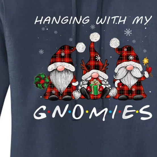 Hanging With Gnomies Gnome Christmas Xmas Buffalo Plaid Red Women's Pullover Hoodie