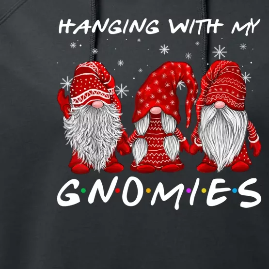 Hanging With Gnomies Christmas Gnomes Xmas Buffalo Plaid Red Performance Fleece Hoodie