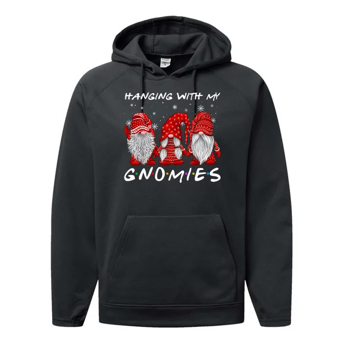 Hanging With Gnomies Christmas Gnomes Xmas Buffalo Plaid Red Performance Fleece Hoodie