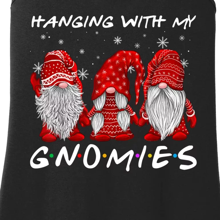 Hanging With Gnomies Christmas Gnomes Xmas Buffalo Plaid Red Ladies Essential Tank