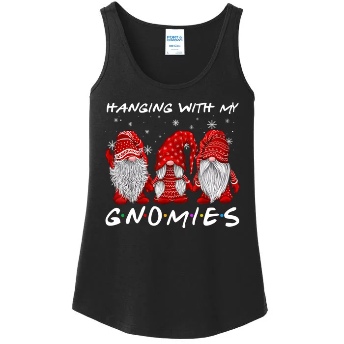 Hanging With Gnomies Christmas Gnomes Xmas Buffalo Plaid Red Ladies Essential Tank