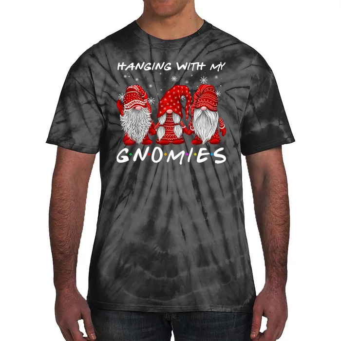 Hanging With Gnomies Christmas Gnomes Xmas Buffalo Plaid Red Tie-Dye T-Shirt