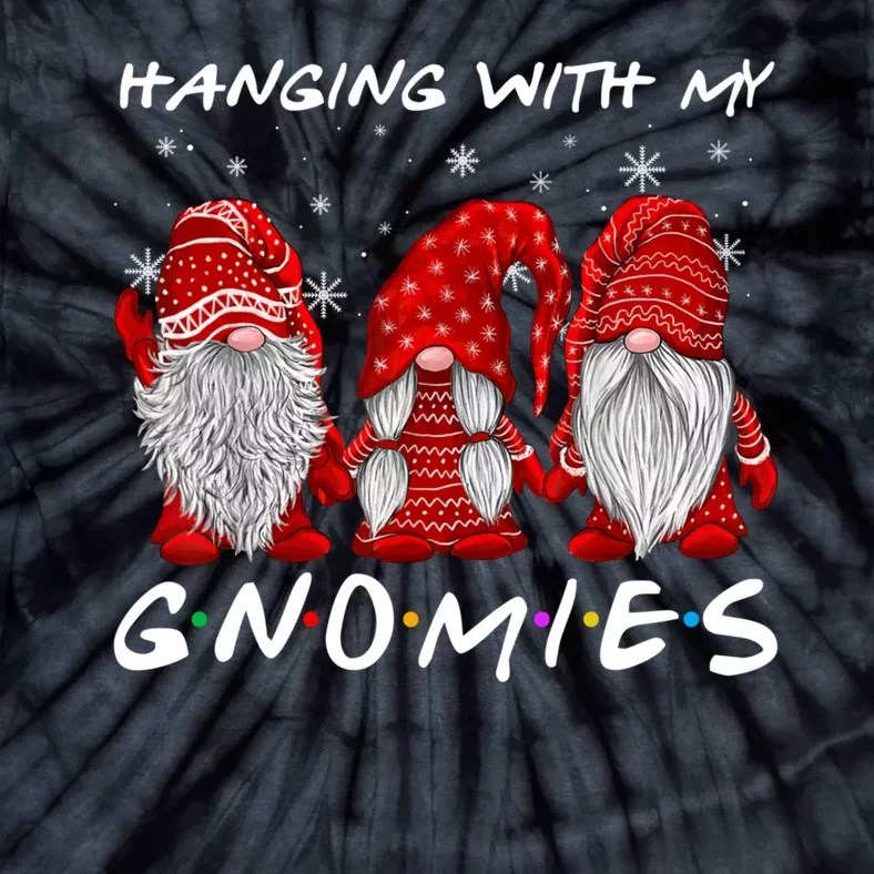 Hanging With Gnomies Christmas Gnomes Xmas Buffalo Plaid Red Tie-Dye T-Shirt