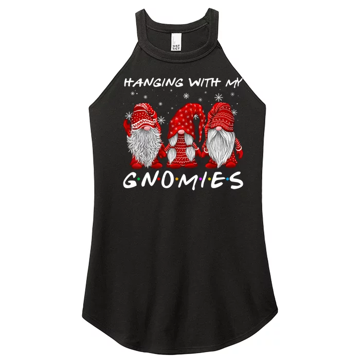 Hanging With Gnomies Christmas Gnomes Xmas Buffalo Plaid Red Women’s Perfect Tri Rocker Tank