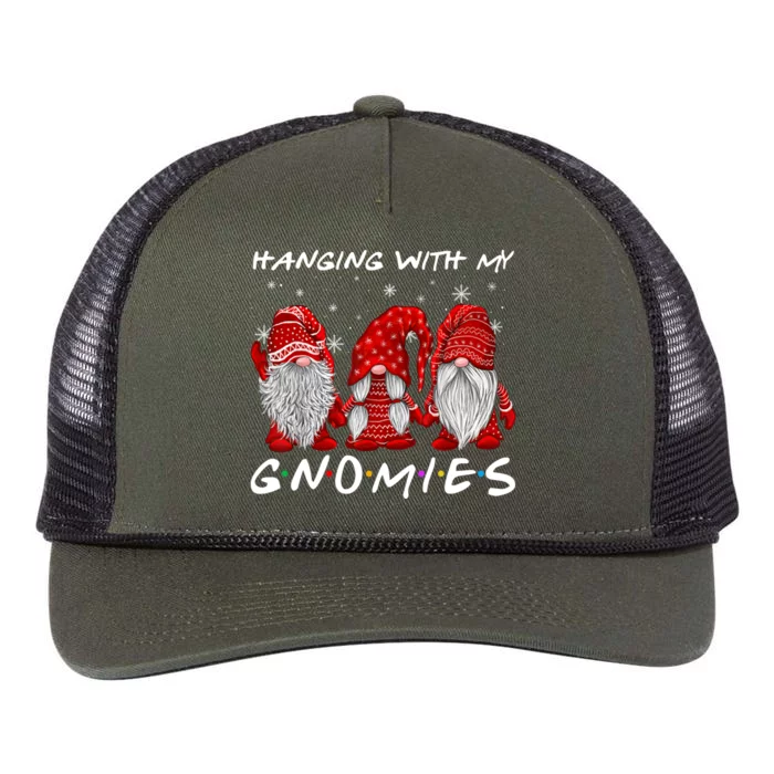 Hanging With Gnomies Christmas Gnomes Xmas Buffalo Plaid Red Retro Rope Trucker Hat Cap