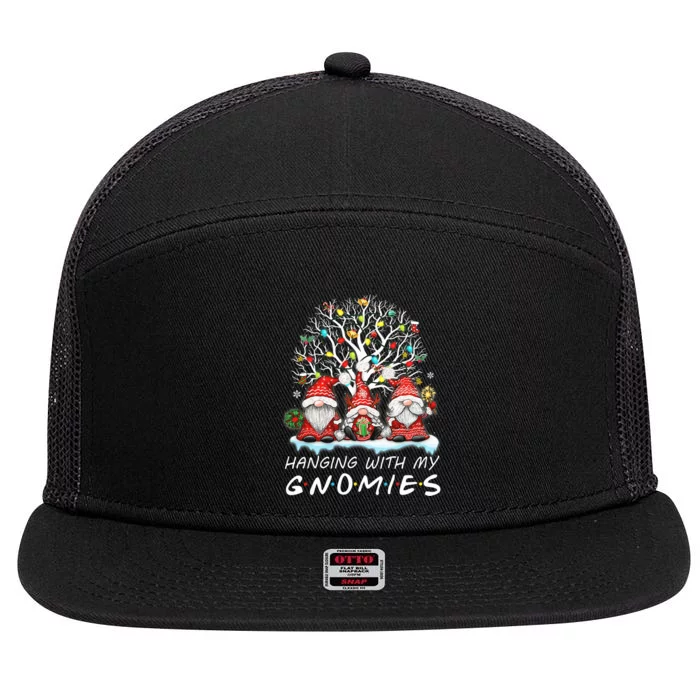 Hanging With Gnomies Gnome Christmas Xmas Lights Family 7 Panel Mesh Trucker Snapback Hat