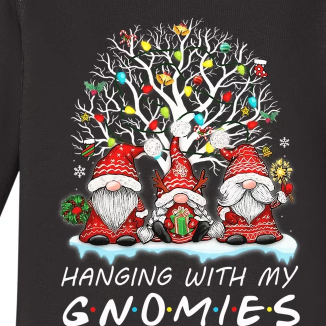 Hanging With Gnomies Gnome Christmas Xmas Lights Family Baby Long Sleeve Bodysuit