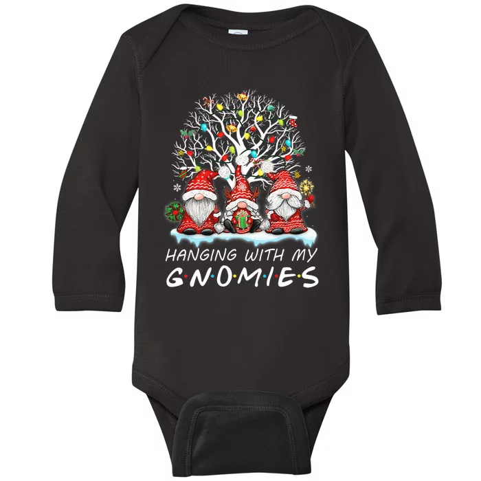 Hanging With Gnomies Gnome Christmas Xmas Lights Family Baby Long Sleeve Bodysuit