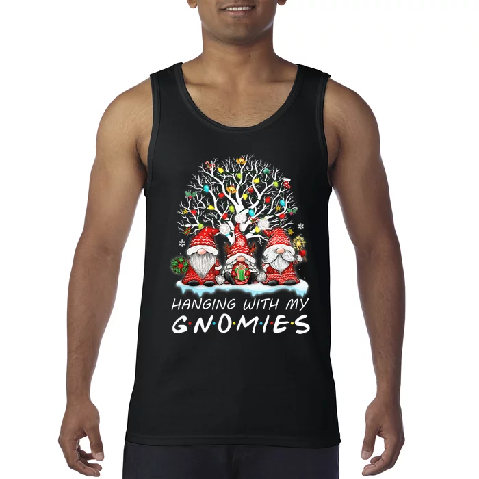 Hanging With Gnomies Gnome Christmas Xmas Lights Family Tank Top