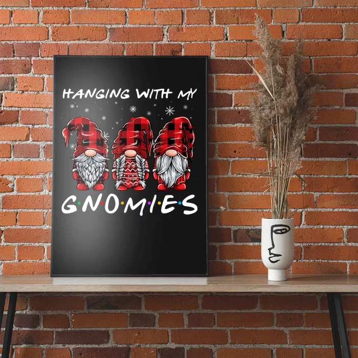 Hanging With Gnomies Christmas Gnomes Xmas Buffalo Plaid Red Poster