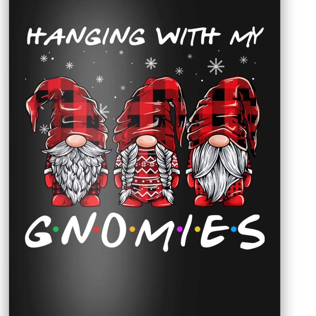 Hanging With Gnomies Christmas Gnomes Xmas Buffalo Plaid Red Poster