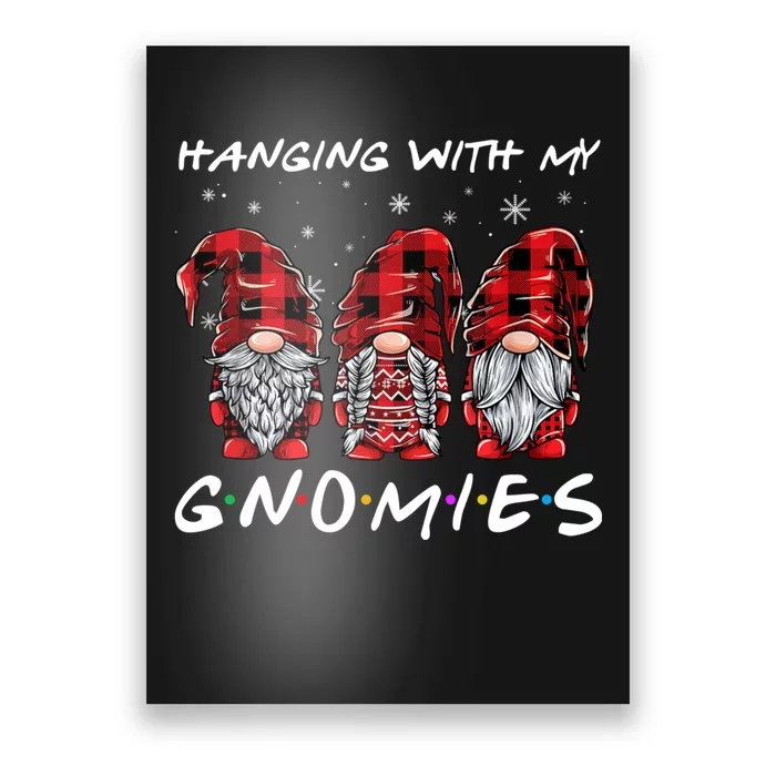 Hanging With Gnomies Christmas Gnomes Xmas Buffalo Plaid Red Poster