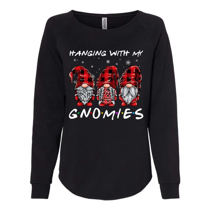 Hanging With Gnomies Christmas Gnomes Xmas Buffalo Plaid Red Womens California Wash Sweatshirt