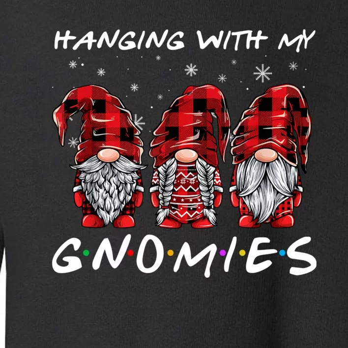 Hanging With Gnomies Christmas Gnomes Xmas Buffalo Plaid Red Toddler Sweatshirt