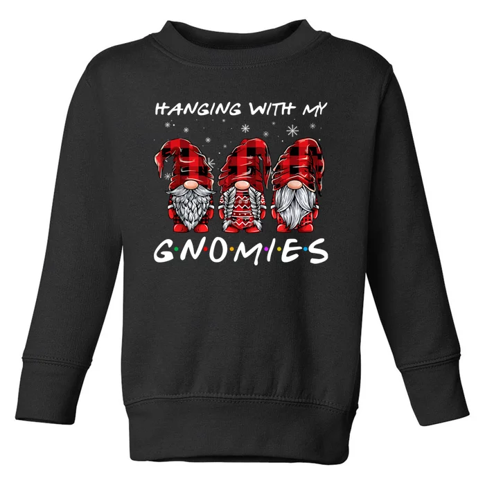 Hanging With Gnomies Christmas Gnomes Xmas Buffalo Plaid Red Toddler Sweatshirt