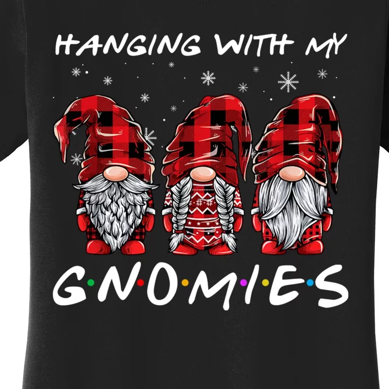 Hanging With Gnomies Christmas Gnomes Xmas Buffalo Plaid Red Women's T-Shirt