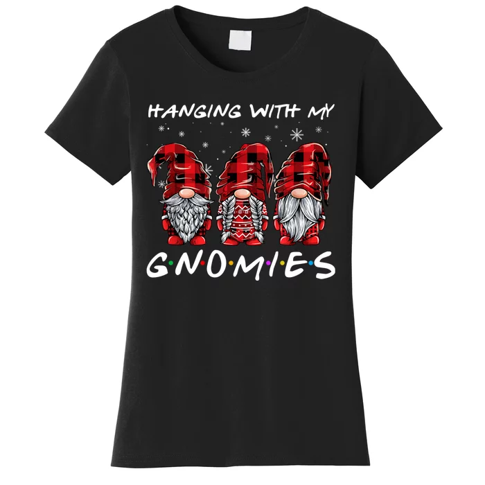 Hanging With Gnomies Christmas Gnomes Xmas Buffalo Plaid Red Women's T-Shirt