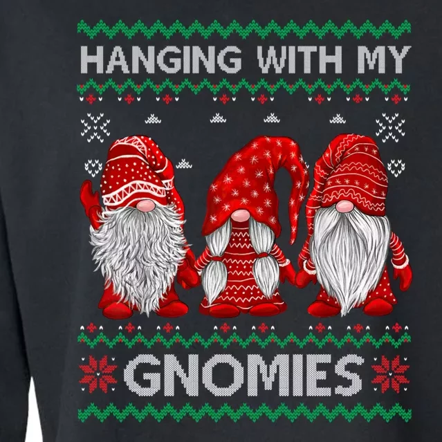 Hanging With Gnomies Ugly Gnomes Christmas Cropped Pullover Crew