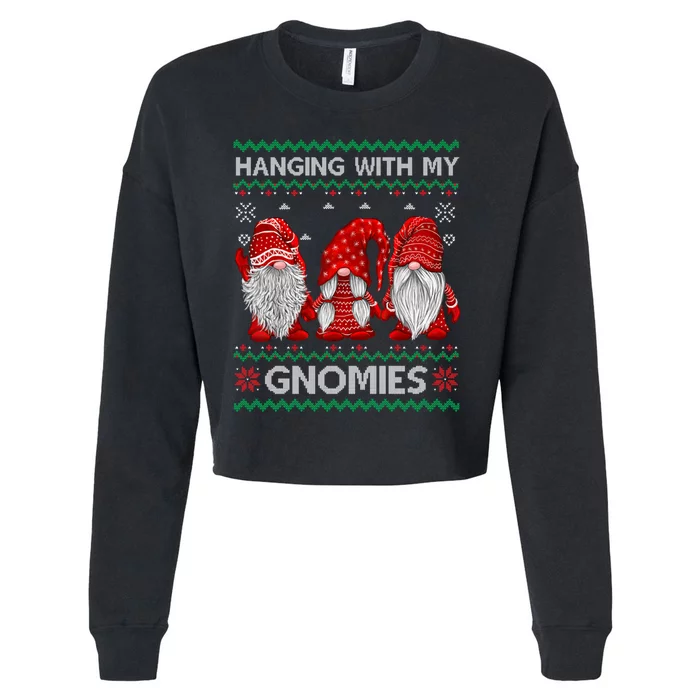 Hanging With Gnomies Ugly Gnomes Christmas Cropped Pullover Crew