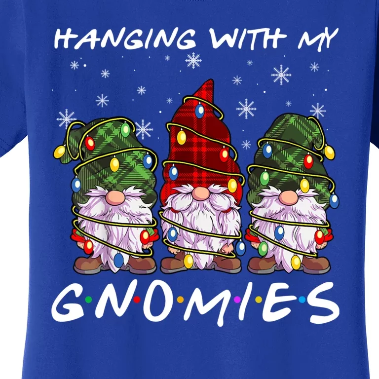 Hanging With Gnomies Christmas Gnomes Xmas Buffalo Plaid Red Women's T-Shirt