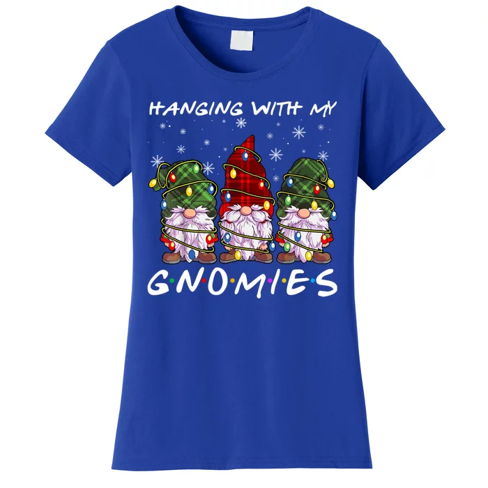 Hanging With Gnomies Christmas Gnomes Xmas Buffalo Plaid Red Women's T-Shirt