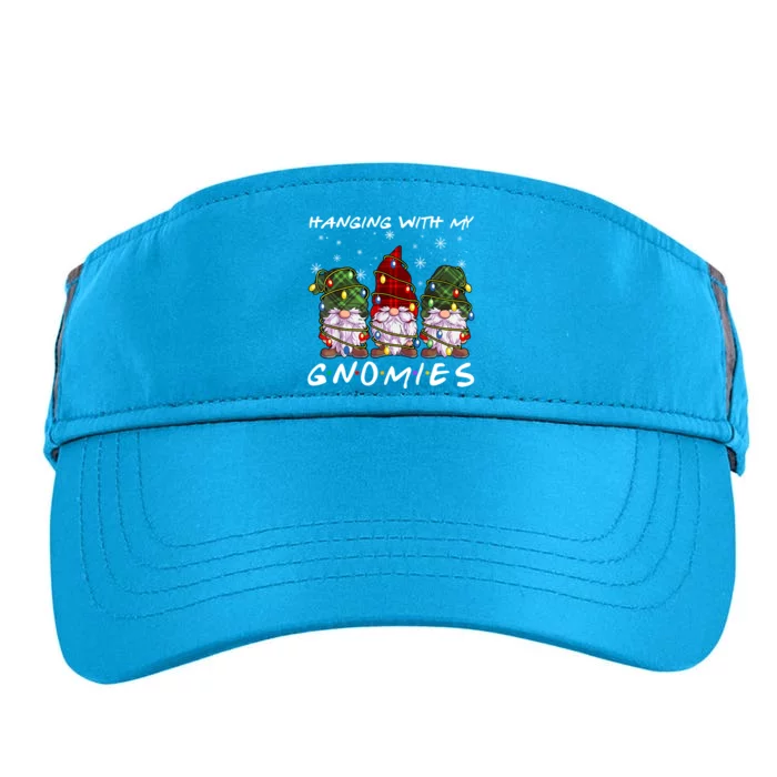 Hanging With Gnomies Christmas Gnomes Xmas Buffalo Plaid Red Adult Drive Performance Visor