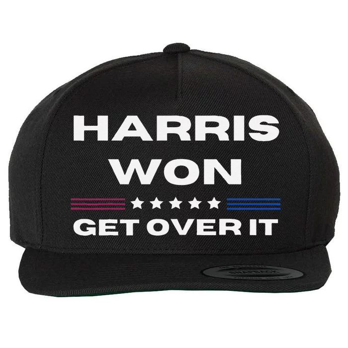 Harris Won Get Over It Patriotic Kamala Harris Funny Wool Snapback Cap