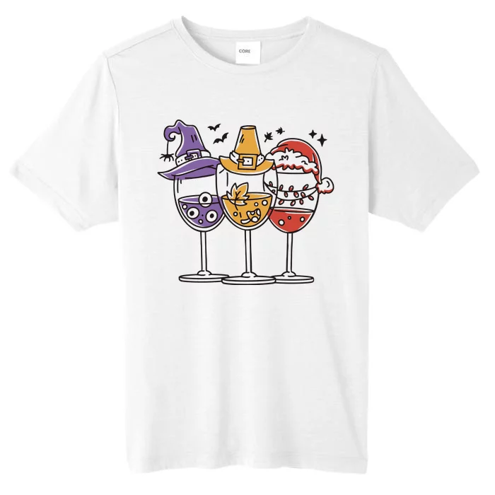 Holidays Wine Glasses Festive ChromaSoft Performance T-Shirt