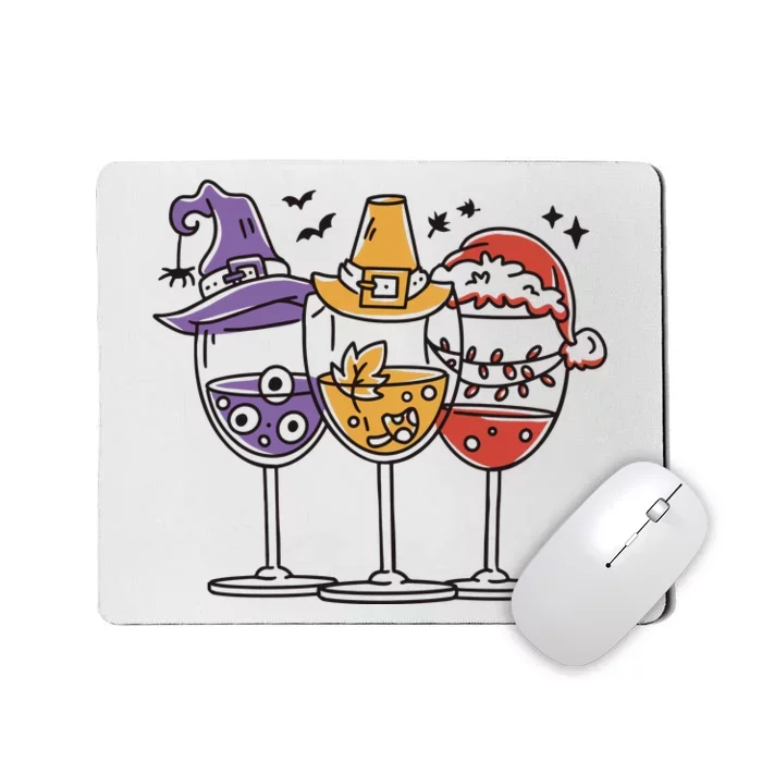 Holidays Wine Glasses Festive Mousepad