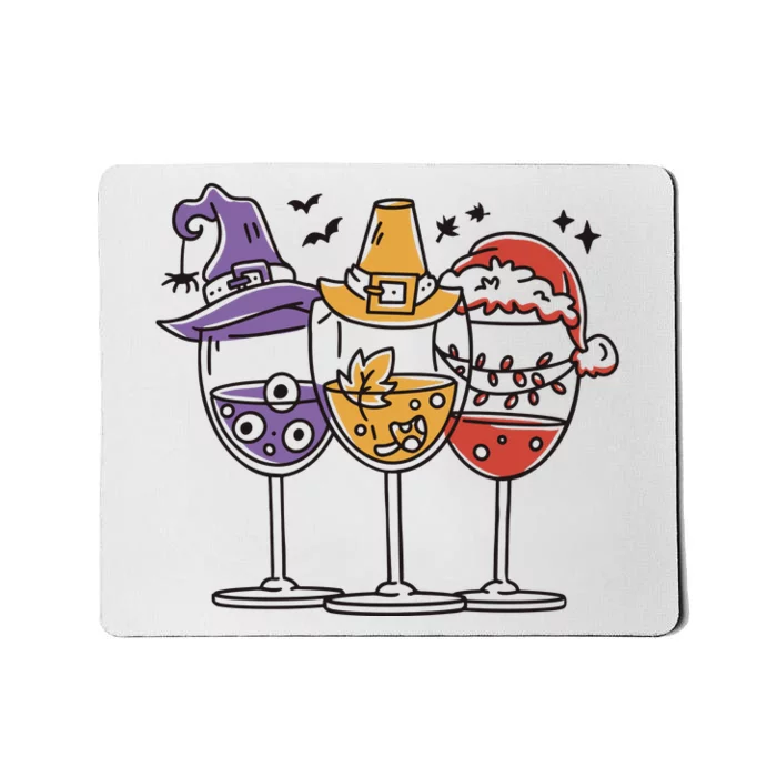 Holidays Wine Glasses Festive Mousepad