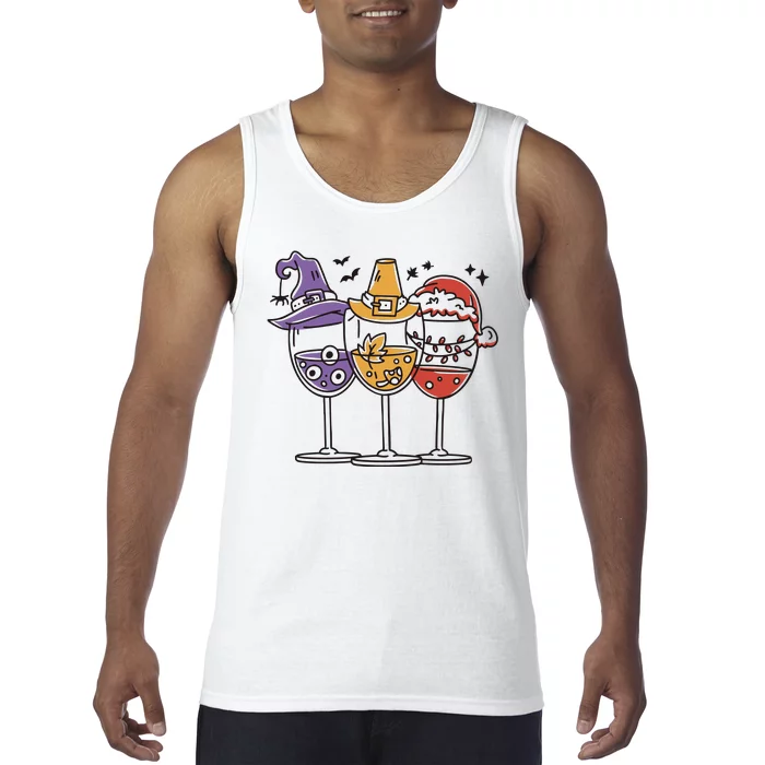 Holidays Wine Glasses Festive Tank Top