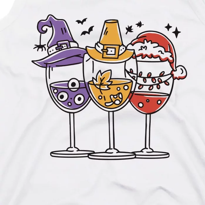 Holidays Wine Glasses Festive Tank Top