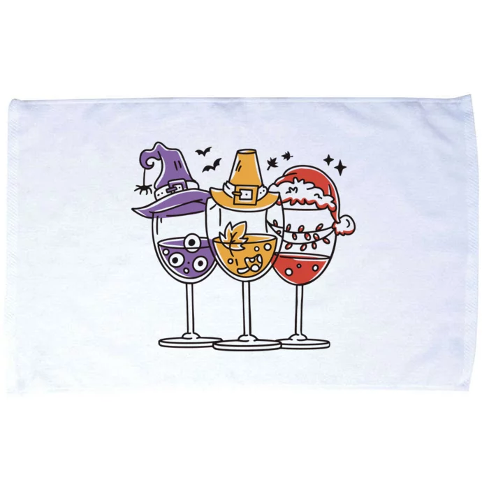 Holidays Wine Glasses Festive Microfiber Hand Towel