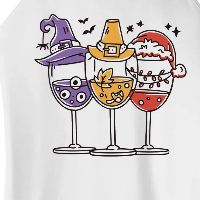 Holidays Wine Glasses Festive Women’s Perfect Tri Rocker Tank