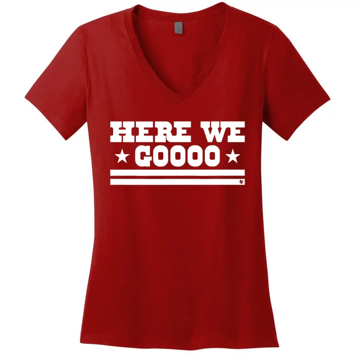 Here We Go Dallas Football Women's V-Neck T-Shirt