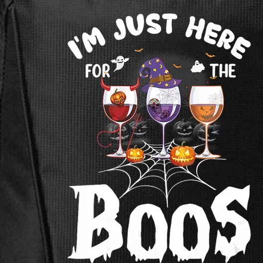 Halloween Wine Glasses Of Wine IM Just Here For The Boos City Backpack