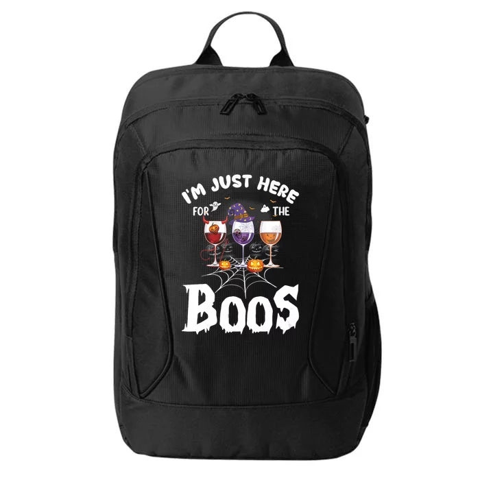 Halloween Wine Glasses Of Wine IM Just Here For The Boos City Backpack