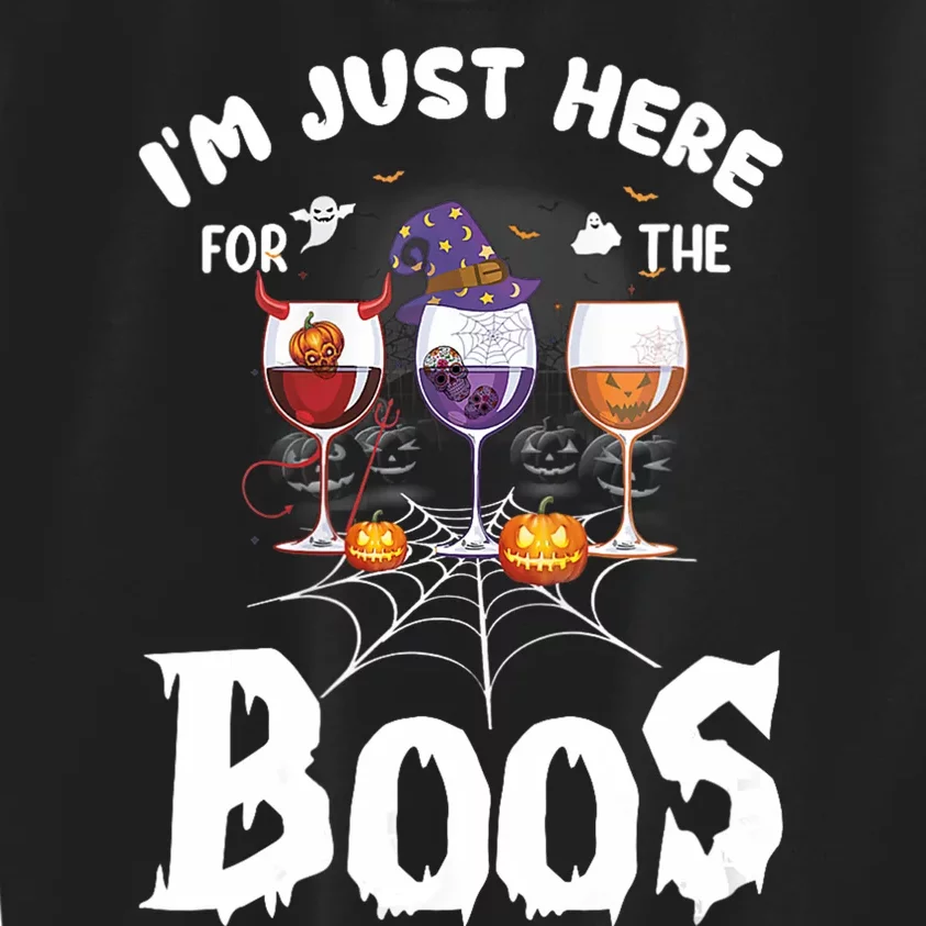 Halloween Wine Glasses Of Wine IM Just Here For The Boos Kids Sweatshirt