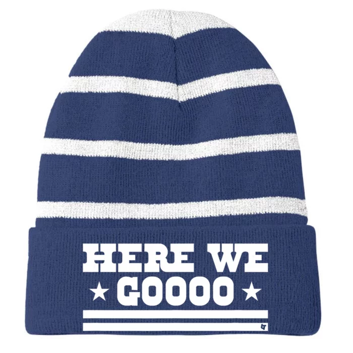 Here We Go Dallas Football Striped Beanie with Solid Band