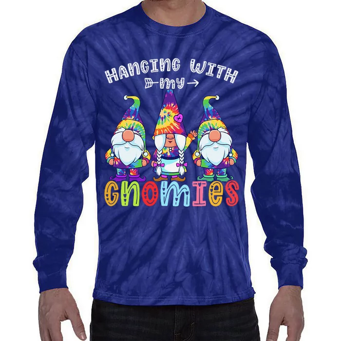 Hanging With Gnomies Gnome Merry Christmas Tie Dye Pajamas Tie-Dye Long Sleeve Shirt