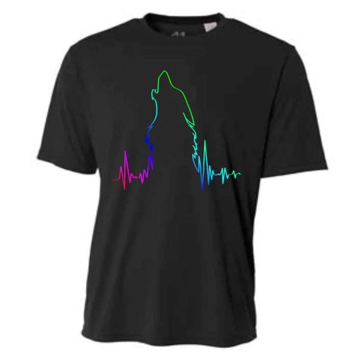 Howling Wolf Heartbeat Gift Spirit Animal Wolf Gift Cooling Performance Crew T-Shirt