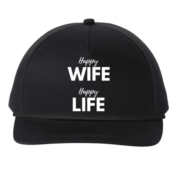 Happy Wife Happy Life Cute Gift Funny Husband Marriage Anniversary Cool Gift Snapback Five-Panel Rope Hat