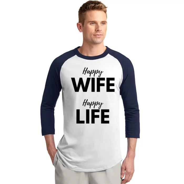 Happy Wife Happy Life Cute Gift Funny Husband Marriage Anniversary Cool Gift Baseball Sleeve Shirt