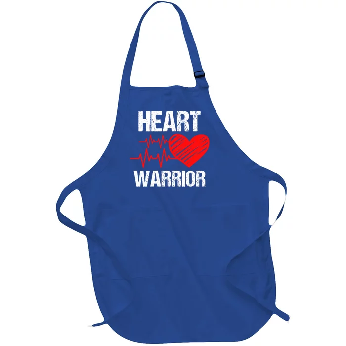 Heart Warrior Heart Disease Awareness Red Heart Gift Full-Length Apron With Pocket