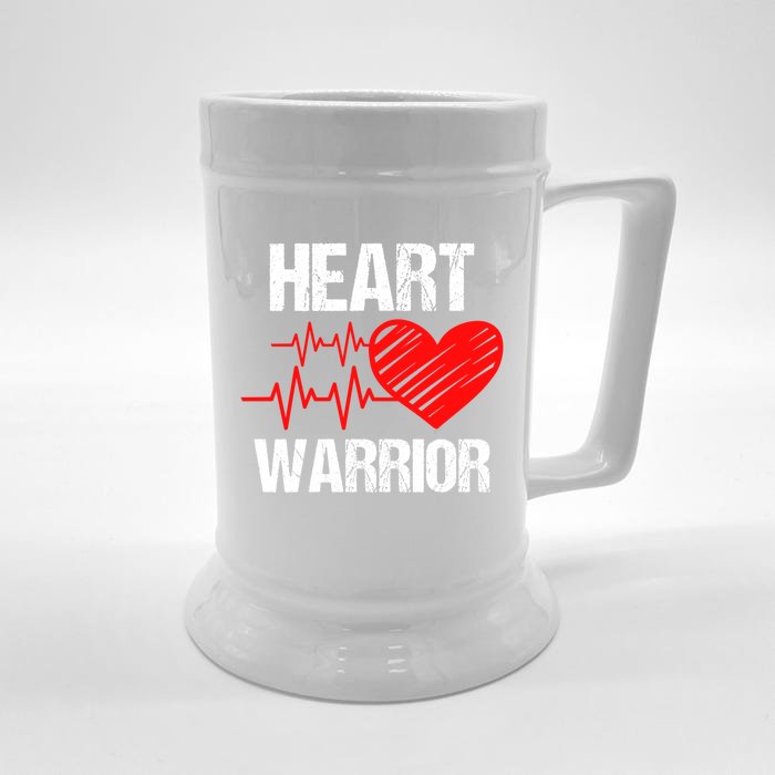 Heart Warrior Heart Disease Awareness Red Heart Gift Front & Back Beer Stein