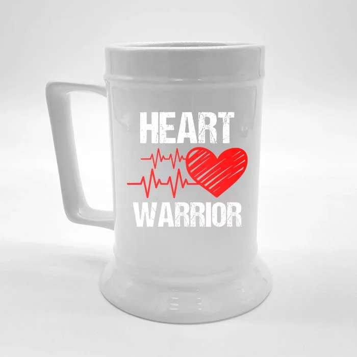 Heart Warrior Heart Disease Awareness Red Heart Gift Front & Back Beer Stein